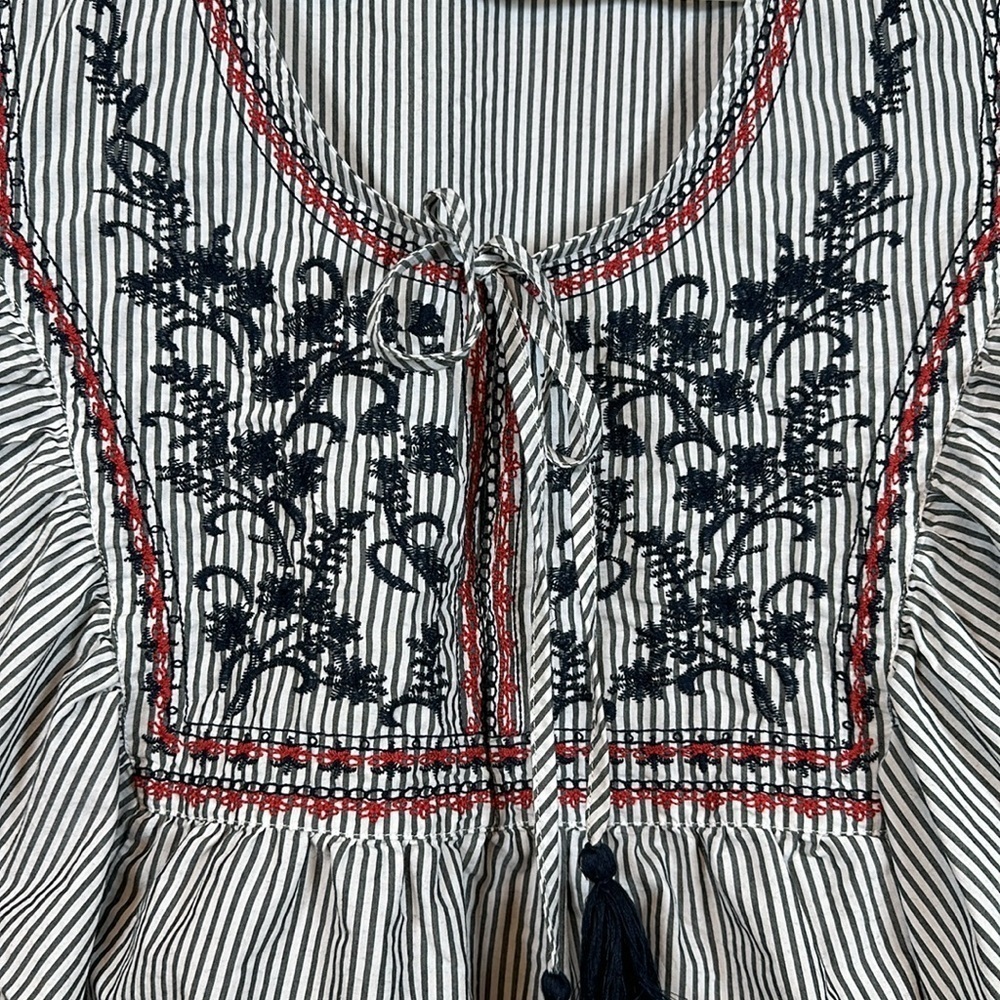 Plus Size Dressbarn Stripe Flutter Stripe Blouse Top Patriotic Size 3X EUC #7051 - Picture 4 of 9
